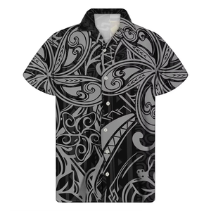 Chemises hawaïennes à manches courtes en satin à imprimé floral pour hommes, vêtements décontractés d'été pour la plage, style vacances - Product Image 1