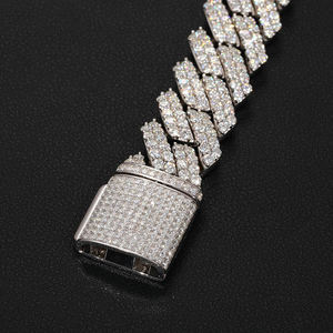 Pulsera de Cadena de Diamantes con Baño de Rodio en Plata 925 para Hombre, Corte Brillante Redondo, Micro Pavé, Geométrica, de Lujo, para Uso Diario - Product Image 2