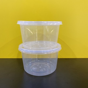 Envases de plástico redondos para alimentos, personalizados con impresión OEM, con tapas para almacenamiento de alimentos, transparentes y aptos para microondas. - Product Image 1