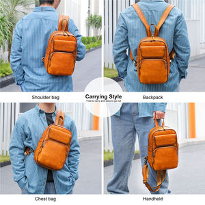 Vintage Leather Men Crossbody Chest <b>Bag</b> Small Leather Shoulder Brown Backpack Black Genuine Leather <b>Sling</b> <b>Bag</b> for Men Chest <b>Bag</b> - Product Image 6