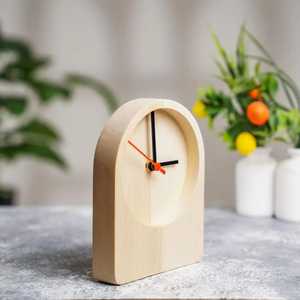 Wooden Pen Holder Desk <b>Clock</b> Multifunctional Stationery Organizer with Built In Analog <b>Clock</b> Gold Rim Elegant Office <b>Table</b> - Product Image 4