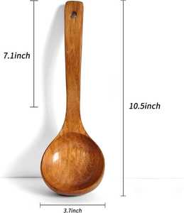 Cuchara de servir de madera con mango largo, pulido espejo, diseño clásico, ecológica, para bodas, MN EXPORTS MNE-1253 - Product Image 2