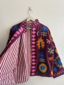 Velvet Suzani Jacket With Indian Embroidered <b>Art</b> Work Boho Women Jacket - Product Image 6
