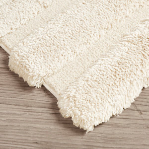 Tapis de bain ondulé ivoire ultra doux en peluche, motif côtelé texturé, absorbant, lavable en machine, vente en gros - Product Image 3