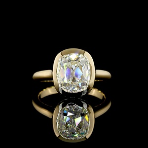 IGI certified 2.25 CT Cushion Cut Diamond Engagement Ring Modern Full Bezel Setting 18K Yellow Gold Solitaire bezel ring - Product Image 1