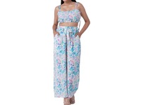 Ensemble coordonné décontracté pour femme, fabriqué en Inde, imprimé feuilles bohèmes, 100 % coton, écologique, coupe ajustée, taille élastique, style robe douce