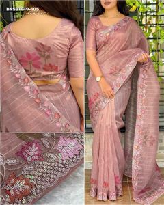 Colección de Blusas de Organza de Alta Calidad con Bordado de Hilo Multicolor y Lentejuelas, Estampado Saree, a Precio de Mayoreo - Product Image 2