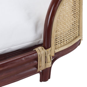 Vintage Cane Mesh Rattan <b>Dog</b> <b>Bed</b> Dark <b>Wood</b> Trim Oval Wicker Pet Couch Sofa Frame With Cushion Wholesale Luxury Pet Furniture - Product Image 5