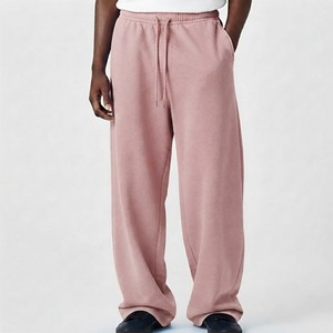 Men's Relaxed Fit Wide Leg Sweatpants Soft Cotton Blend Drawstring Casual Lounge <b>Trousers</b> With Side Pockets Everyday Comfort - Product Image 4