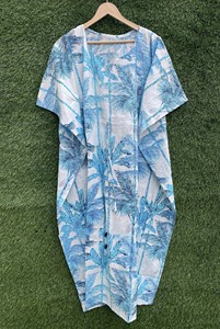 Vestido Kaftán Informal de Algodón con Plumas - Túnica de Playa Ecológica hasta el Tobillo para Mujer, Cintura Natural, Talla Única - Product Image 2