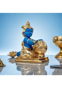 Exclusivo Ídolo de Bal Krishna Hecho a Mano con Baño de Oro de 24K, Decoración Espiritual Minimalista de Lujo para Diwali, Janmashtami, Regalos de Inauguración de Casa - Product Image 4