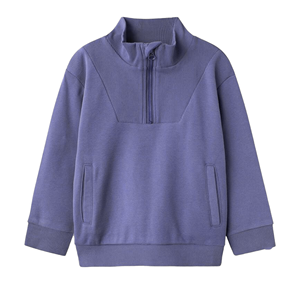 Sweat-shirt unisexe à demi-zip, couleur unie, style français, coupe ample, col montant, décontracté, pour l'automne - Product Image 2