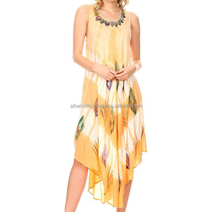 Robe longue de plage sans manches durable de haute qualité en tissu indien tissé avec broderie d'un fabricant reconnu - Product Image 6