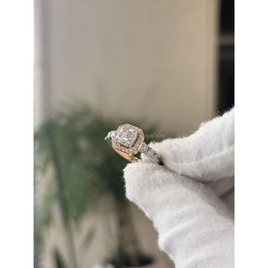 แหวนหมั้นเพชรทรง Asscher แบบ Halo ดีไซน์รูปหัวใจซ่อน 1.58 กะรัต VVS VS EF ทองคำแท้สำหรับผู้หญิง - Product Image 3
