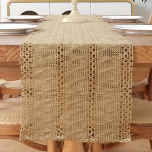 Chemin de table en jute fait main en gros |   Décoration de salle à manger rustique brun naturel - Product Image 2