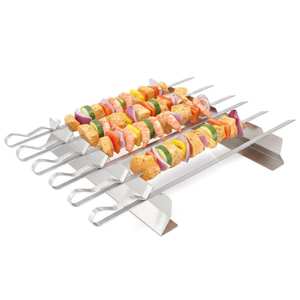 Brochetas duraderas de acero inoxidable para parrilla de kebab con forma plana y superficie lisa para una fácil limpieza - Product Image 1