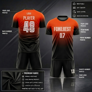 Camiseta de Fútbol Personalizada con Degradado Naranja y Negro para Hombre, Manga Corta, Cuello Redondo, Poliéster que Absorbe la Humedad, Impresión del Nombre del Equipo, Corte Atlético - Product Image 3