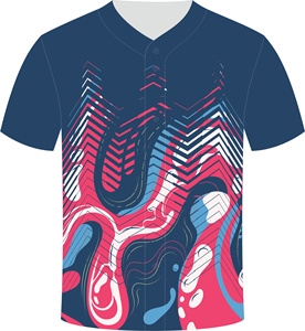 Camiseta de Béisbol Profesional para Hombre, Cuello en V, Manga Corta, 100% Poliéster, Estampado Floral Digital, Opción de Logotipo Personalizado, Corte Regular - Product Image 2