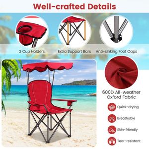 Chaise de plage pliable portable avec porte-gobelets pour une utilisation en bord de mer - Product Image 2