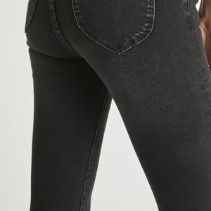 Jean en coton extensible noir déchiré taille mi-haute coupe droite respirant et écologique pour femme, grande taille, longueur intégrale, idéal pour l'hiver - Product Image 6