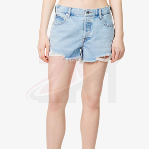 กางเกงยีนส์ขาสั้นผู้หญิงขายส่ง คุณภาพพรีเมียม ผู้จัดจำหน่ายเสื้อผ้าเดนิม กางเกงยีนส์ขาสั้นลำลองผู้หญิง ผ้าฝ้ายนุ่ม - Product Image 2