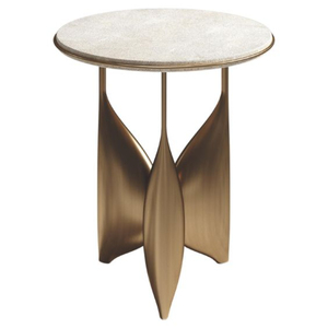 Table basse et table d'appoint de luxe en verre de qualité supérieure, forme ronde, avec support en métal plaqué or de haute qualité. - Product Image 6