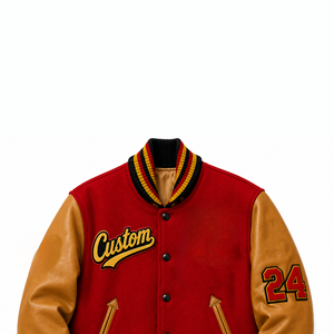 Veste bomber en laine polaire pour homme avec logo personnalisé, broderie, patchwork, réversible, écologique, style universitaire - Product Image 4
