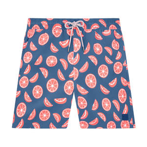 <b>Men's</b> Navy Blue Citrus Print Board Shorts Quick Dry Elastic Waist Casual Swim <b>Trunks</b> in best sale - Product Image 5