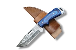 มีดล่าสัตว์เหล็กดามัสกัส Nordic Forge พร้อมปลอกมีดแบบ Scout ด้ามไม้ Pakka แบบ Full Tang สำหรับตั้งแคมป์และแล่เนื้อ - Product Image 1