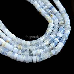 ลูกปัดหินอาเกตลูกไม้สีน้ำเงินธรรมชาติทรงเหลี่ยมขนาด 6-7 มม. รูปทรงยางรถยนต์ ลูกปัดพลอยหลวมสำหรับทำเครื่องประดับ ลูกปัดอาเกตลูกไม้ - Product Image 5