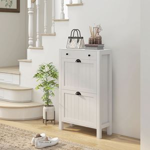Zapatero de Madera Blanco Independiente con Capacidad para 8 Pares, Ahorra Espacio en la Entrada y Sala de Estar - Product Image 2