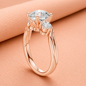 Bague de fiançailles de luxe en or massif 14 carats plaqué rhodium or rose avec diamants taillés et pierres latérales, certifiée IGI, élégante, bijoux fins de mariée - Product Image 2