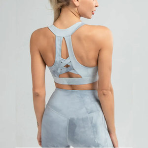 Women Tie Dye Seamless Scoop Neck Racerback Sports <b>Bra</b> High Support Yoga Fitness Wear Breathable Quick Dry Four Way <b>Stretch</b> - Product Image 5