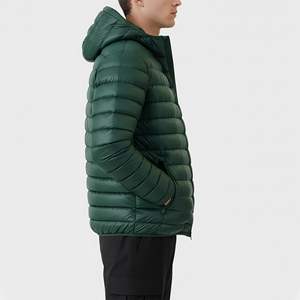 <b>Men's</b> Green Hooded Down Puffer <b>Jacket</b> With Embroidery Logo Casual Winter Coat Zipper Closure Regular Fit - Product Image 6