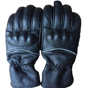 Guantes de Carreras Cortos de Motocross Unisex de Cuero Genuino con Logotipo Personalizado de Alta Calidad, Protección Rígida en los Nudillos, Keven Impex KI-602 Full - Product Image 1