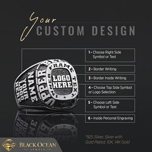 Bague d'École BOJ 028 Personnalisée en Argent et Diamant, Bague de Diplôme Universitaire Unisexe, Cadeau pour Fêtes et Occasions Spéciales, Prix Bas - Product Image 2