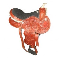 Selle de Reining Western en Cuir Véritable de Vache Façonnée à la Main, Style Sauter sans Arceau, avec Pommeau Lourd et Quincaillerie en Acier Inoxydable