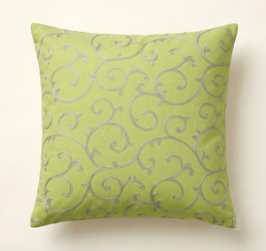 <b>Square</b> Embroidered Cushion Cover Turquoise Gold Scroll Pattern Luxury Home Decor <b>Pillow</b> <b>Case</b> with Zipper Closure - Product Image 1