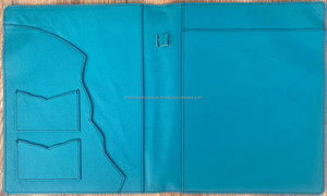 Classeur Compendium en cuir suédé turquoise personnalisé nouveau classeur en cuir véritable avec fermeture éclair A4 organisateur de documents scolaires - Product Image 6