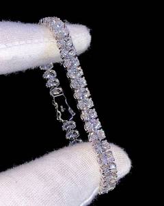 Moissanite Tennis <b>Bracelet</b> Brilliant Cut VVS Gold Plated <b>Silver</b> Anniversary Gift Her Dainty Claw Setting Trendy Wedding - Product Image 2