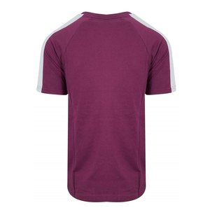 T-shirt blanc à manches courtes pour homme avec bordure contrastée marine, col rond, coupe décontractée, jersey en coton uni - Product Image 4