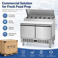 Table de préparation de salades et sandwichs commerciale à 2 portes, réfrigérateur en acier inoxydable Saladette avec bacs GN
