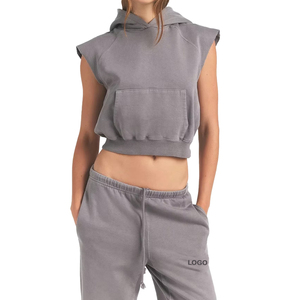 Premium Oversized Muscle Pullover and Straight Leg <b>Sweatpants</b> <b>Set</b> Women 2 piece <b>set</b> 100% Cotton Lounge <b>Set</b> Custom Factory OEM - Product Image 4