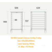 Chariot de boulangerie fermé Atlas Star en aluminium durable, 8 étagères, ouverture de porte à 180 degrés, usage commercial, surface anodisée dure