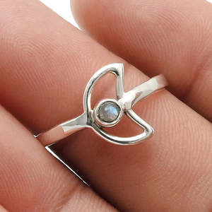 Half <b>Moon</b> Design Rainbow Moonstone Gemstone <b>Ring</b> 925 Sterling Silver Gemstone Jewelry Unisex Boho For Jewelry Engagement - Product Image 3