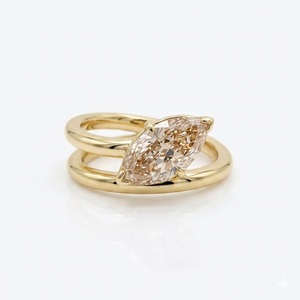 Anillo de Compromiso de Oro de 18K con Diamante Cultivado en Laboratorio de 1.25 CT, Corte Marquesa, Banda Doble de Este a Oeste, Anillo de Boda para Mujer, Joyería Elegante, Regalo - Product Image 2