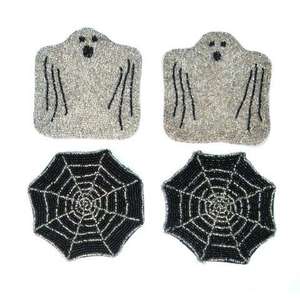 Posavasos Festivos de Vidrio con Cuentas para Tazas de Café, Base Antideslizante, Artesanía Premium, Decoración Navideña de Dibujos Animados, Alta Calidad para Halloween - Product Image 2