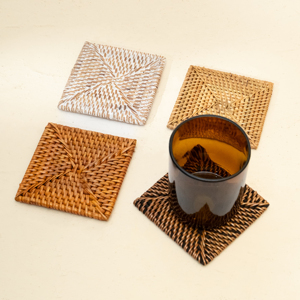Personalized rattan drink coaster handcrafted natural weave <b>trivet</b> for holding cups decor tea cup mats - Product Image 5