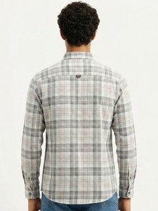 Chemise décontractée à carreaux pour homme, manches longues, col rabattu, double boutonnage, en coton tissé respirant, idéale pour l'été - Enovate - Product Image 3
