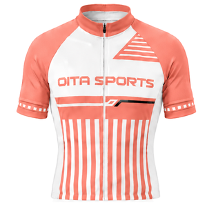 <b>Peach</b> White Cycling Jersey Short Sleeve Full Zip Breathable Racing Bike <b>Shirt</b> Professional Sports Apparel - Product Image 1